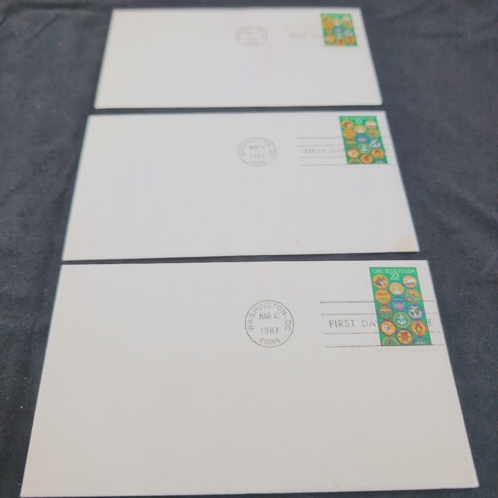 3 - 1987 Girl Scouts USA 22c Vintage First Day Covers with Stamps